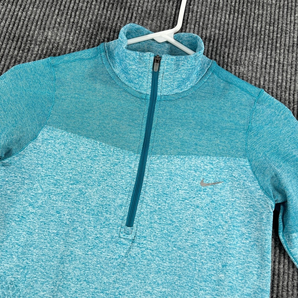 Nike Pullover Womens Small Green Long Sleeve 1/4 Zip Mock Neck Running Dri Fit